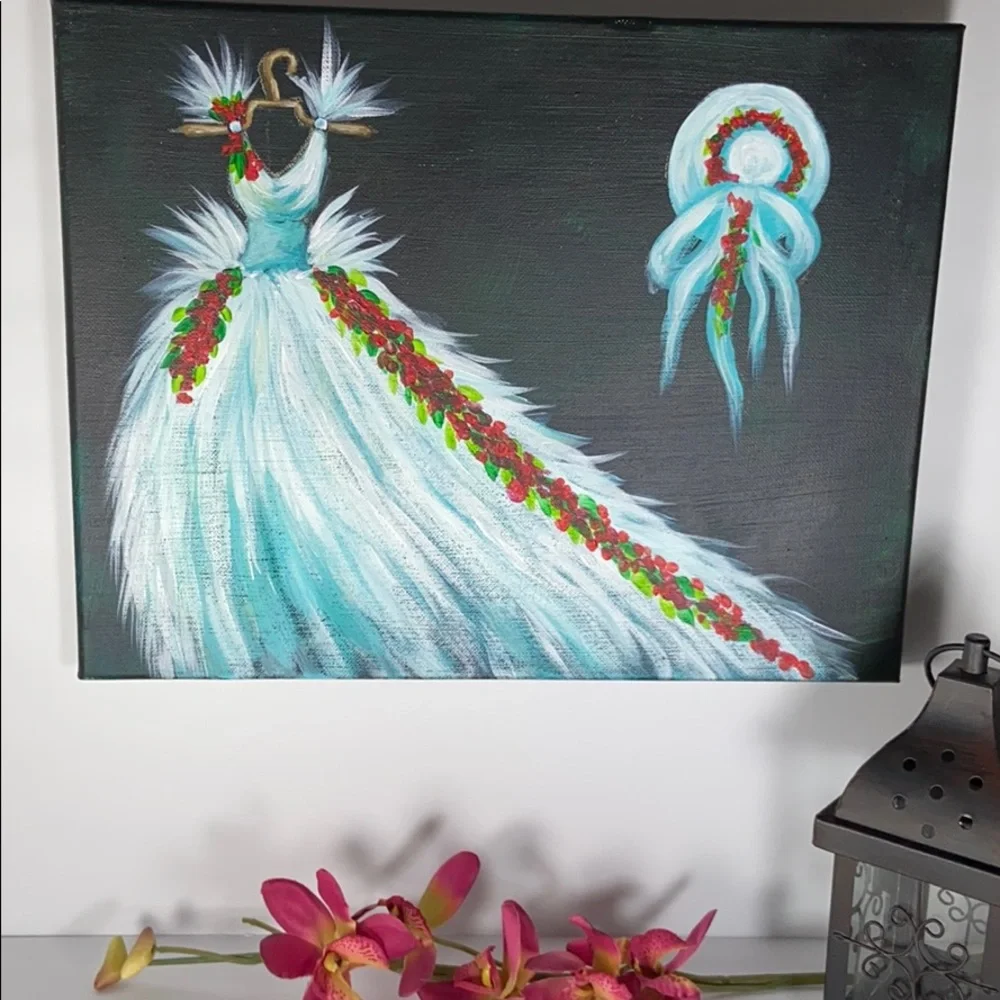 Hand Painted The Dress  Acrylic  Paint on Canvas  Fashion Wall Decor